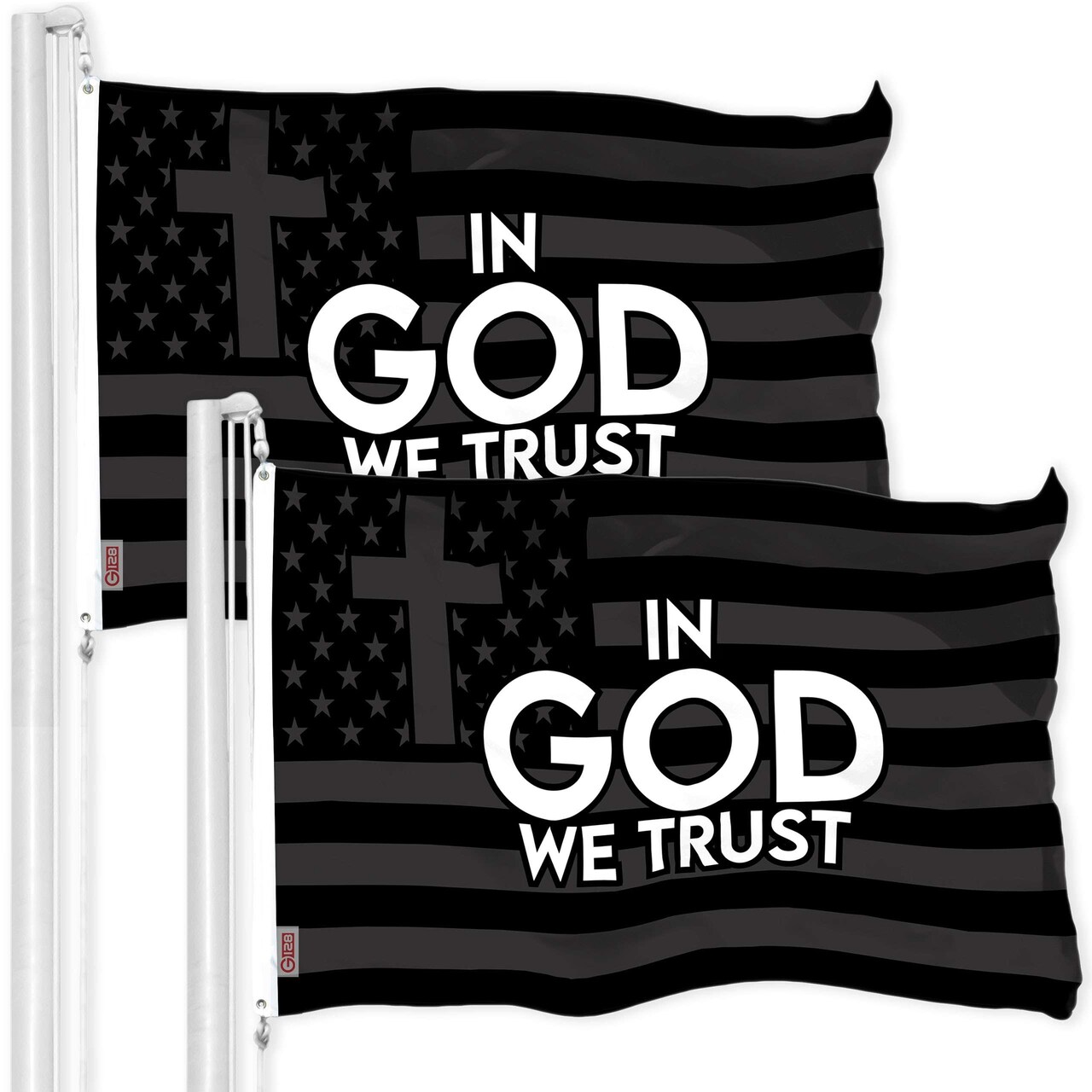 G128 2 Pack: In God We Trust Patriotic Flag | 3x5 Ft | LiteWeave Pro Series Printed 300D Polyester | Bible Verses Flag, Indoor/Outdoor, Vibrant Colors, Brass Grommets